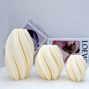 Stampo in Silicone per Candele Moderne a Colonna, 3 Misure, Forma Geometrica a Spirale Ondulata, Conico, Arte Astratta, Decorativo a Strisce Ondulate - Product Image 2