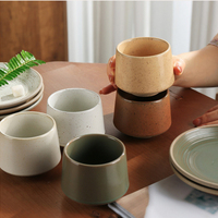 Mug en céramique sans anse 200 ml, design rétro vert, blanc, marron, émaillé, écologique, design chinois traditionnel fantaisie, tasse à thé ou à café