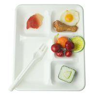 Plateau alimentaire jetable en bagasse de canne à sucre compostable et biodégradable à 5 compartiments pour la restauration à emporter