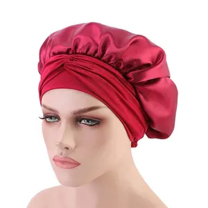 Topi Desainer Paling Laris dan Rambut Satin Topi Pinggiran Lebar Topi Tidur Wanita Warna Murni