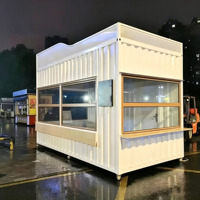 Kiosque de restauration modulaire en conteneur préfabriqué 6x3m avec fenêtres de service relevables et toit décoratif incurvé