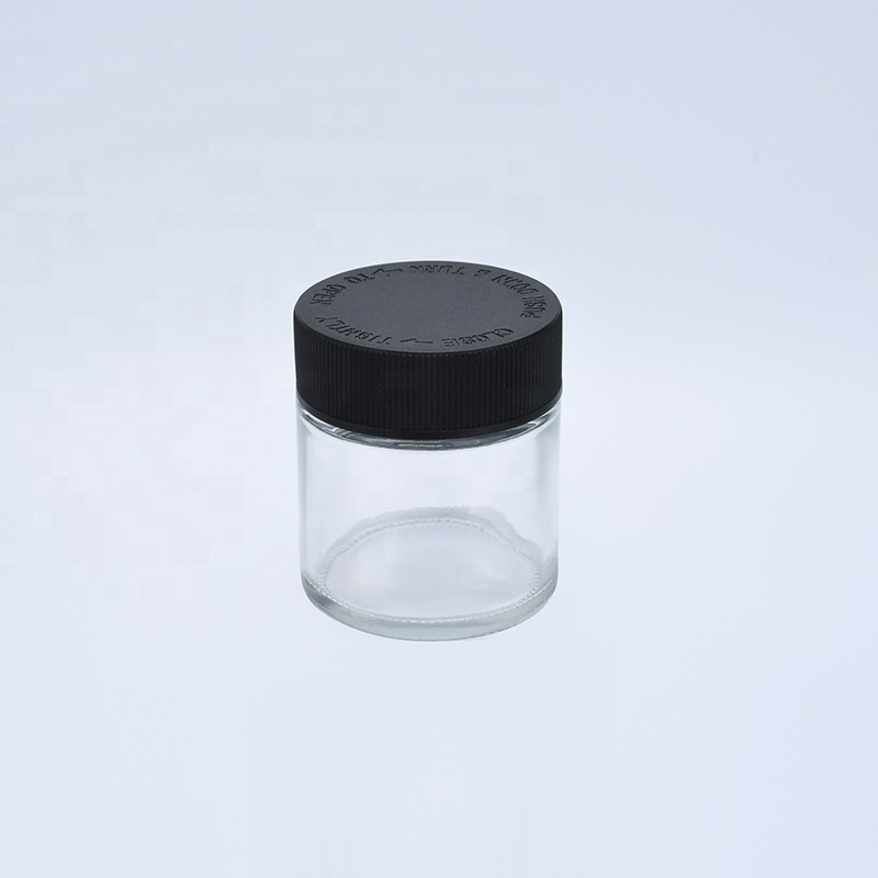 1oz 2oz 3oz 4oz cosmetic cream CBD wax salve empty child resistant lid glass jar with plastic child proof cap