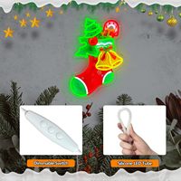 Enseigne néon LED dimmable en forme de chaussette de Noël, cloche de Noël et sapin, éclairage néon LED personnalisé, écran d'affichage électronique, cadeau