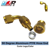 Pièces de course BJR, embout de tuyau AN6 AN8 AN10 à 90 degrés, aluminium, surface lisse en PTFE, usiné CNC, raccords de tuyau de carburant jaunes AN6