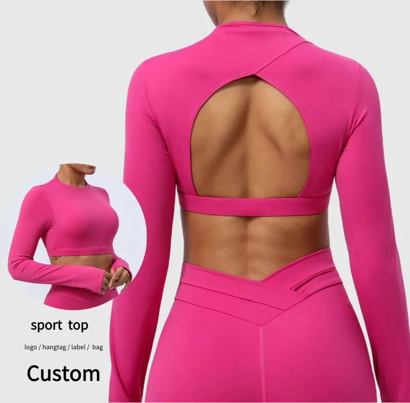 Atacado Sexy Oco Out Back Sports T-shirt Inserido Peito Pads Mulheres Logotipo Personalizado Yoga Top Suor Wicking Workout Camisa