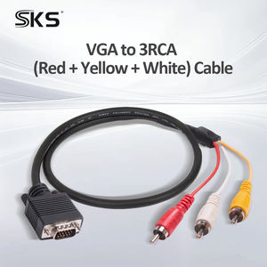 <span class=keywords><strong>สาย</strong></span> VGA 3 RCA คอมโพสิต สำหรับส่งสัญญาณภาพและเสียง - ตัวนำทองแดงแท้ ป้องกันสัญญาณรบกวน - สำหรับกล้อง หูฟัง จอคอมพิวเตอร์ ทีวีวินเทจ/โปรเจคเตอร์ - Product Image 2