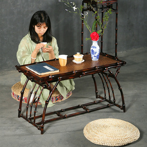 Chinese Style Lacquered Bamboo Tea Table And Chair Set Handmade Living Room Furniture Rectangular Small Desk For Home Use - Product Image 3