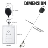 Porte-cartes d'identité en plastique dur noir à double usage Porte-badge horizontal vertical pour lanière Double face-tient 2 cartes
