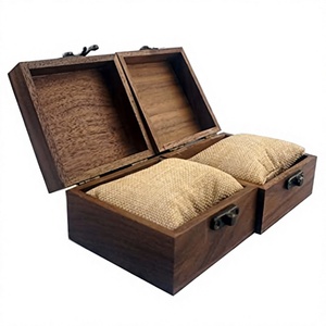 Wooden Rectangle <b>Watch</b> Box with Cotton Lining Protective Snap Closure <b>Case</b> - Product Image 3