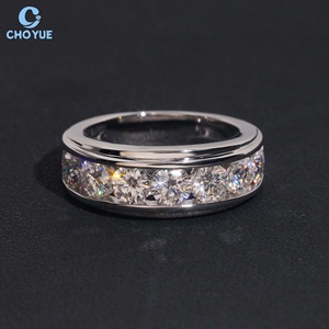 Moissanite Eternity Band <b>Ring</b> 925 <b>Silver</b> Rhodium Plated Channel Setting Round Brilliant Cut GRA Certified Classic Style <b>Ring</b> - Product Image 4