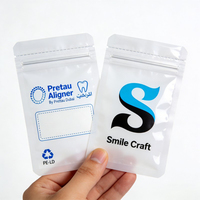 Sacs à fermeture éclair en PE biodégradable et recyclable blancs personnalisés pour l'emballage des aligneurs dentaires transparents, thermoscellables, 10x15cm