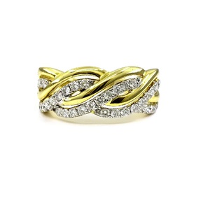 Bijoux fins précieux haut de gamme 18k or jaune massif diamant naturel cône torsion demi-voie bague de fiançailles pour les femmes - Product Image 1