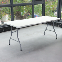 Table pliante extérieure portable Table de jardin pliable Tables et chaises en plastique blanc de 6 pieds pour les événements Party Mesa Plegables