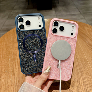 เคสโทรศัพท์มือถือแบบแม่เหล็กหนังสัมผัสนุ่มลายเพชรสำหรับสาวๆ สำหรับ iPhone 14 15 16 17 Pro Air, สำหรับ iPhone 18 เคสโทรศัพท์แบบกลิตเตอร์สุดฮิต - Product Image 5