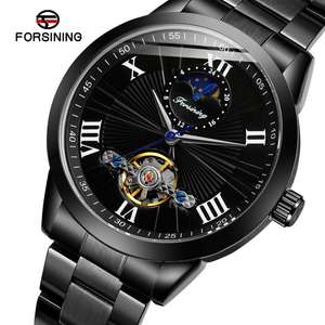 FORSINING Montres tendance pour hommes avec phases de lune Tourbillon reloj hombre automatiques et résistantes à l'eau - Product Image 4