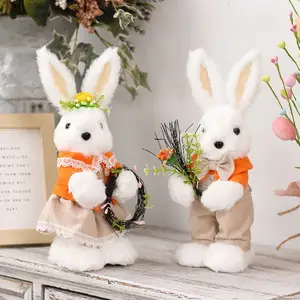 可爱复活节兔子毛绒兔子玩具儿童复活节礼物家居桌面装饰复活节派对装饰品