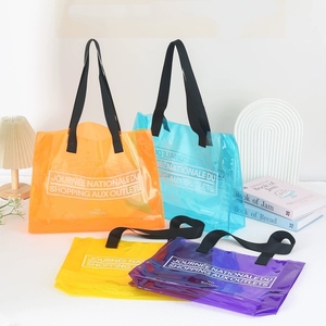 Sac à provisions durable en PVC de grande capacité Sac fourre-tout de plage en plastique de couleur transparente avec poignée épaisse - Product Image 1