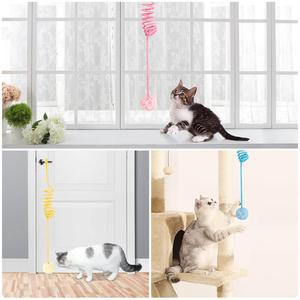 Interactive Pet Cat Chew Toy Funny Cat Stick Plush Spring <b>Ball</b> Self-High Hanging Door Kitten Teaser Cat Wand Accessory - Product Image 5