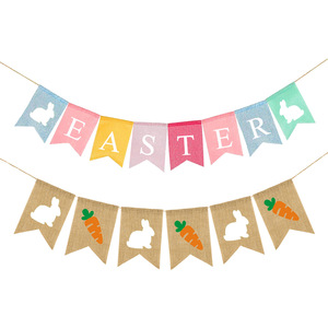 DAMAI Happy Easter Banner Easter Chicken Egg Bunny Felt Garland for Easter Decorations Spring Themed Party Favors Supplies - Product Image 3