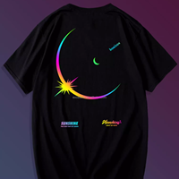 T-shirt unisexe en coton 100% tricoté, luminescent, imprimé en 3D, respirant, taille plus, pour homme, OEM