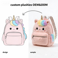 Sac à dos en peluche personnalisé Kawaii avec mini pochette à clipser pour les tout-petits, certifié CE EN71, jouets en mousse remplis de caoutchouc