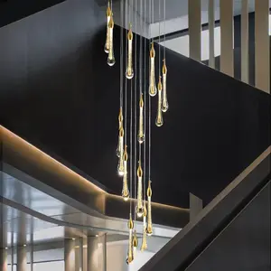Küche dekorative Schwarz gold Glas Blase Pendel leuchte Treppe große lange moderne Luxus Led K9 Kristall Kronleuchter