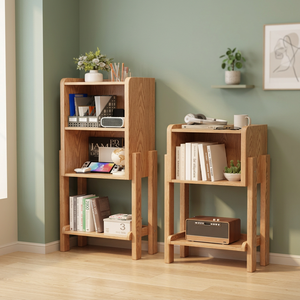 Mueble de Salón Moderno de Madera Maciza, Mueble de Almacenamiento de 3 Estantes, Decoración del Hogar de Estilo Escandinavo, Estantería con Plantas - Product Image 3
