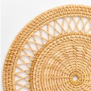 Napperon exquis en rotin naturel écologique pour mariage napperons tissés ronds pour la plaque de chargeur en osier de fête fabriquée au Vietnam - Product Image 1