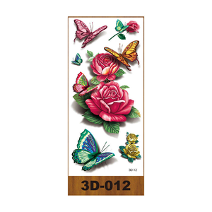 Adesivi per Tatuaggi Temporanei 3D Serie Farfalle e Rose Colorate Realistiche Personalizzate per San Valentino per Viso Donna - Product Image 4