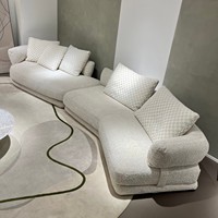 Canapé modulaire incurvé moderne en tissu blanc, sectionnel et moelleux, pour salon, villa, mobilier de maison
