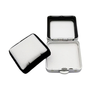 Boîte en métal carrée 40x40x17mm avec fenêtre transparente pour boutons-pression, présentoir à pierres en vrac, étui à gemmes réversible en mousse – Vente en gros