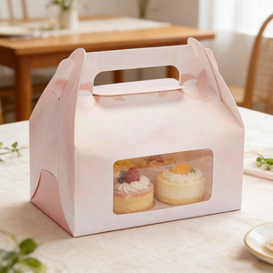 Boîte à pâtisserie festive à main avec fenêtre transparente et boîte cadeau pour la pâtisserie, les desserts et l'emballage des <span class=keywords><strong>pommes</strong></span> de Noël - Product Image 6