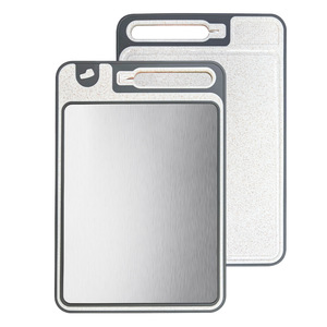 Double-Sided Stainless Steel Cutting Board Wheat Straw Material Antibacterial Rectangular Multi-Functional Chopping Block - Product Image 1