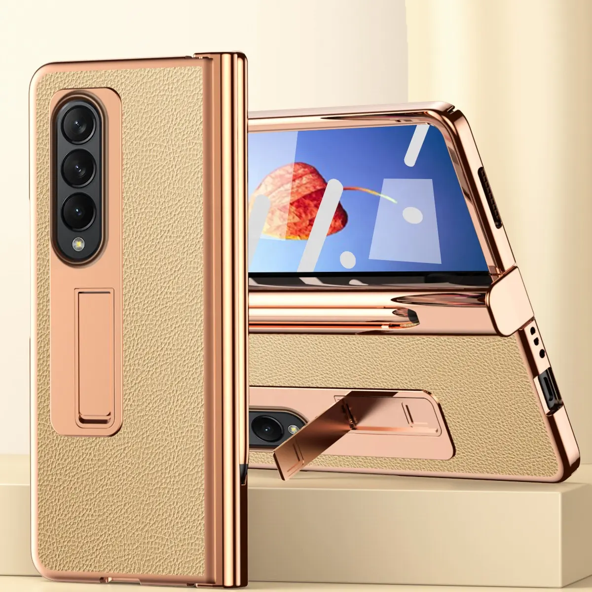 In stock Phone Case for Samsung galaxy Z fold 4 5G case With screen protective film Electroplating phone cover with pen