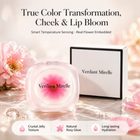 Verdant Mirelle Eternal Real Flower Jelly Blush Bálsamo Transparente que Cambia de Color con la Temperatura, Acabado Natural Claro para Labios y Mejillas 2 en 1
