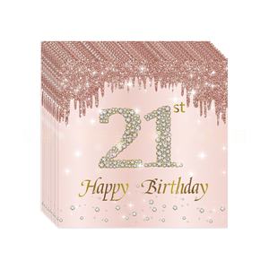 Décoration moderne en papier de soie de serviettes de fête d'anniversaire de conception de <span class=keywords><strong>diamant</strong></span> d'or rose pour des célébrations - Product Image 5