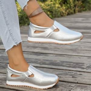 <span class=keywords><strong>Baskets</strong></span> décontractées tendance pour femme à talon compensé et bout rond, style européen/américain, grandes tailles, à enfiler - Product Image 2