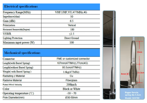 เสาอากาศวิทยุ VHF UHF แบบสองย่านความถี่ สำหรับรถ SUV, รถออฟโรด  แบบติดตั้งบนหลังคา  วัสดุไฟเบอร์กลาส แข็งแรงทนทาน พร้อมสปริงแบบกระบอก และฐานยึดแบบถอดได้ - Product Image 2