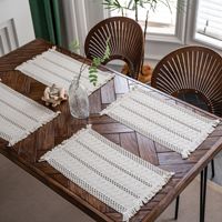 Alas Meja Linen Jute Alami Mewah, Anyaman Tangan dengan Pinggiran Bergaris, Pilihan Warna Beragam untuk Pengaturan Meja Restoran Sehari-hari
