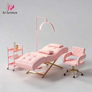 Modern Luxury pink Gold Beauty Salon Furniture Facial Spa Bed Adjustable Reclining Eyebrow Lash Bed for Sale - Product Image 2