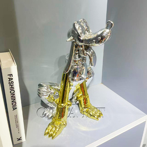 Escultura de Perro Cromado de Dibujos Animados, <span class=keywords><strong>Doberman</strong></span> Pinscher, Artesanía de Resina para Sala de Estar, Personajes de Películas para Arte, Pintado a Mano, Personalizable - Product Image 6