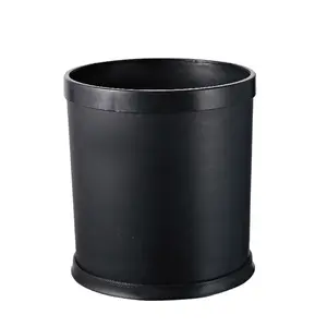 Decorative Round Wastebasket Black Plastic Small Trash can