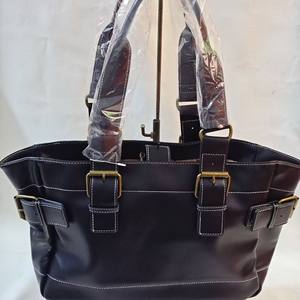 Borsa Tote Retrò in Pelle PU Nera per Donna, Borsa Morbida in <span class=keywords><strong>Ecopelle</strong></span>, Decorazione con Fibbia, Borsa Casual per Uso Quotidiano - Product Image 1