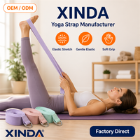 Sangle de yoga élastique durable Xinda, bande d'étirement en polyester/caoutchouc, couleurs et logo personnalisables, yoga, pilates, danse, gym à domicile