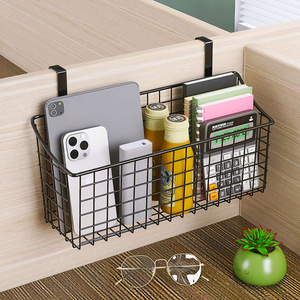 Hanging Storage Basket For Desk Office Organizer Rectangle Hook Type Single Layer Iron Wire Rack Bedroom Dormitory Use - Product Image 2