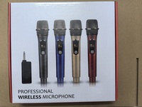 Micrófono de canto dinámico de alta calidad de 2,4G, sistema de micrófono inalámbrico de Karaoke de 4 canales para escenario de actuación, discurso de Iglesia Ktv