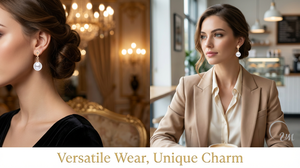 Pendientes de perlas de agua de mar con forma de diamante de Alicia serie CHIC de oro de 18 quilates, estilo clásico, regalo perfecto para niñas - Product Image 4