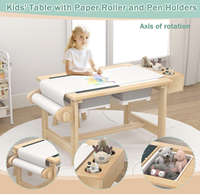 Table sensorielle double face en bois de pin pour enfants Table d'activités en bois poli pour tout-petits avec rangement pour jouer, étudier et manger