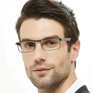 Business Simple Style Rimless Eyeglasses Anti Blue Light Metal Titanium Frame for Eye Glasses for Men