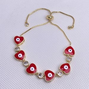 Bijoux tendance pour femmes, plaqué or 24K, goutte d'huile colorée, cœur turc mauvais <span class=keywords><strong>yeux</strong></span>, bracelet à maillons réglables, 2021 - Product Image 5